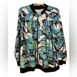 Alfred Dunner Hawaiian Floral Bomber Jacket Women’s Plus Size‎ 16W Lightweight